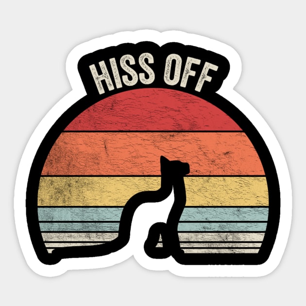 Retro Vintage Hiss Off Funny Black Cat Kitty Pet Lover Sticker by SomeRays